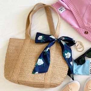 BRAND NEW Draper James Floral Scarf Straw Bag